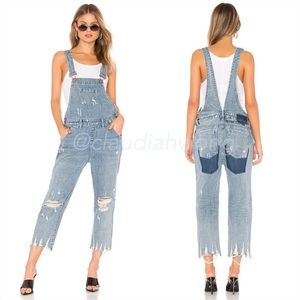 ONE TEASPOON Hooligan Distressed Denim Overalls in Fresh Blue